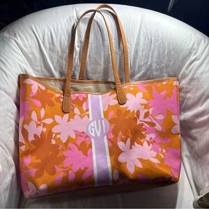BARRINGTON Gifts St. Anne Tote Bag Women's Floral Tote Bag - Pink and Orange